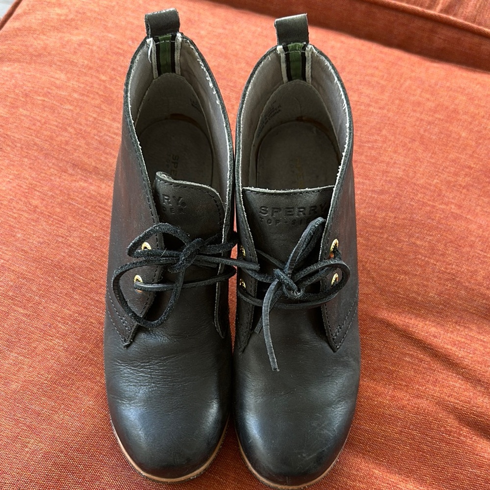 Sperry Black Ankle Booties with Wedge